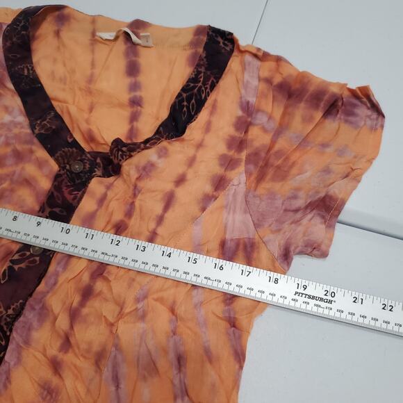 Soft Surroundings Dress Womens XL Orange Purple Tie Dye V Neck Boho A-Line - Picture 9 of 12